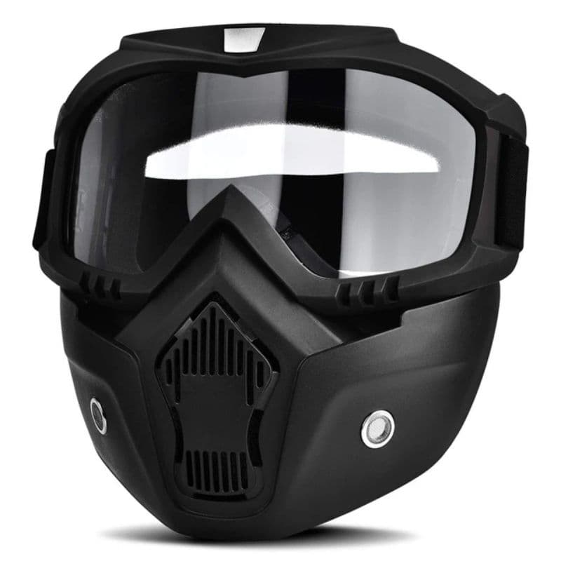 Máscara e óculos de proteção facial Motocross com filtro de boca