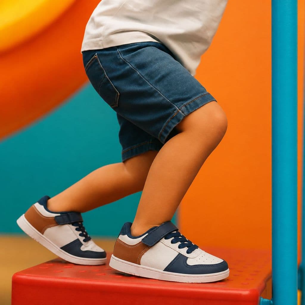 Tênis Casual Infantil com velcro proteção estabilidade sola emborrachada