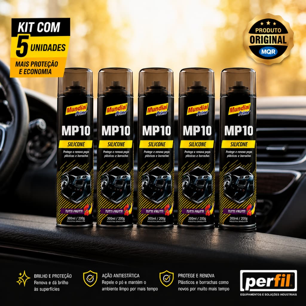 KIT 5 SILICONE SPRAY 300ML TUTTI FRUTTI MUNDIAL silicone automotivo silicone spray automotivo 300ml