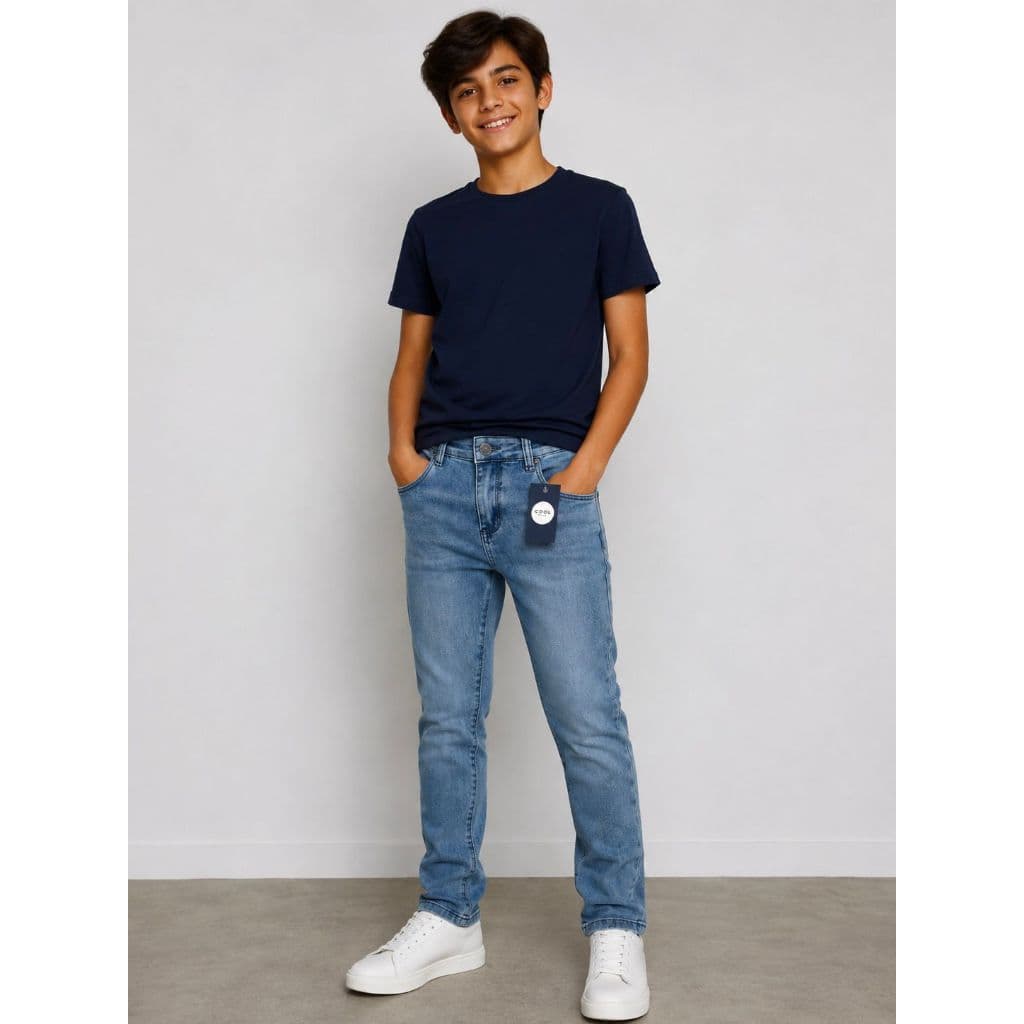 Calça Jeans masculina Infantil Menino elastano 1 2 3 4 6 8 10 12 14 e 16 Anos