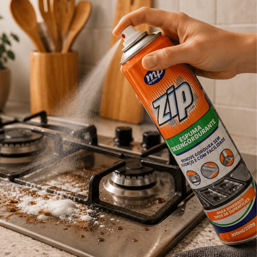 Spray Espuma Desengordurante 300ml Removedor Gordura Aerossol Cozinha Fogão Coifa Azulejos Limpador