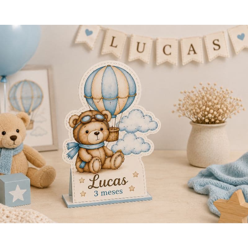 Kit Festa Mesversário Personalizado Topo Bolo Bandeirola Toppers Bebê