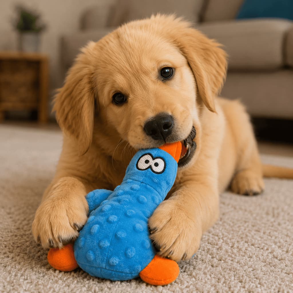 Brinquedo Mordedor de Pelúcia Pet De Pato Com Apito Para Cães Cachorro e Gatos Interativo Cores
