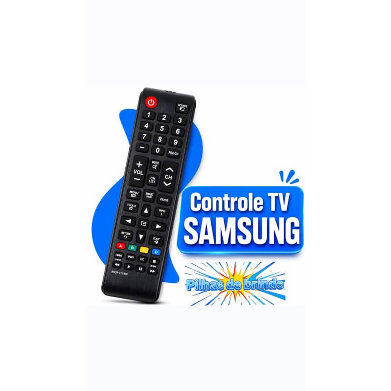 Controle Remoto Compatível TV Samsung Smart LED LCD + Pilhas de Brinde