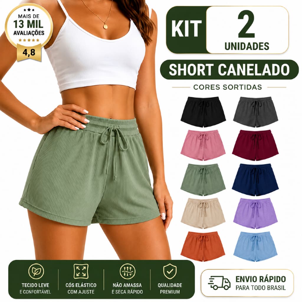 kit 2 Unidades Short Box Bermuda Feminina Moda Dia a Dia Shortinho