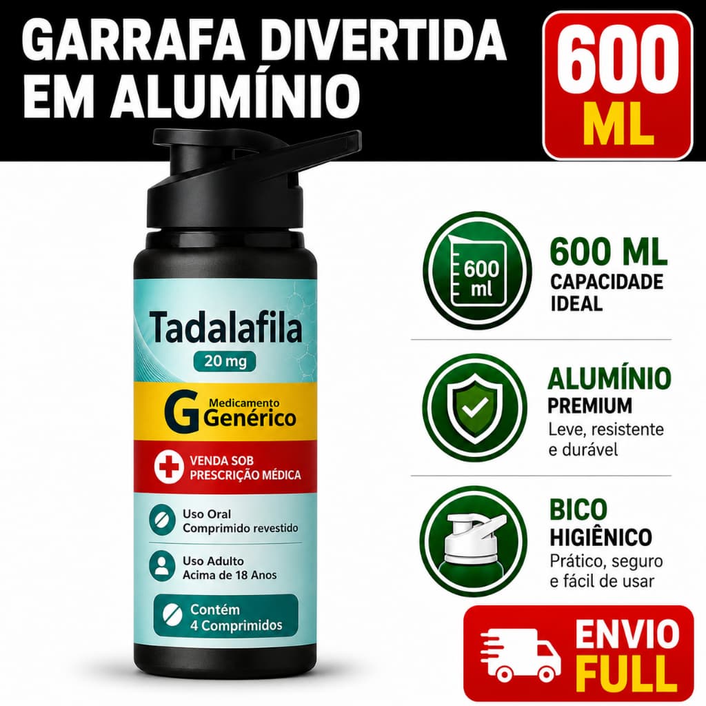 Garrafa Divertida TADALA FILA 600ml com Bico Higiênico e Alça para Segurar – ENVIO FULL