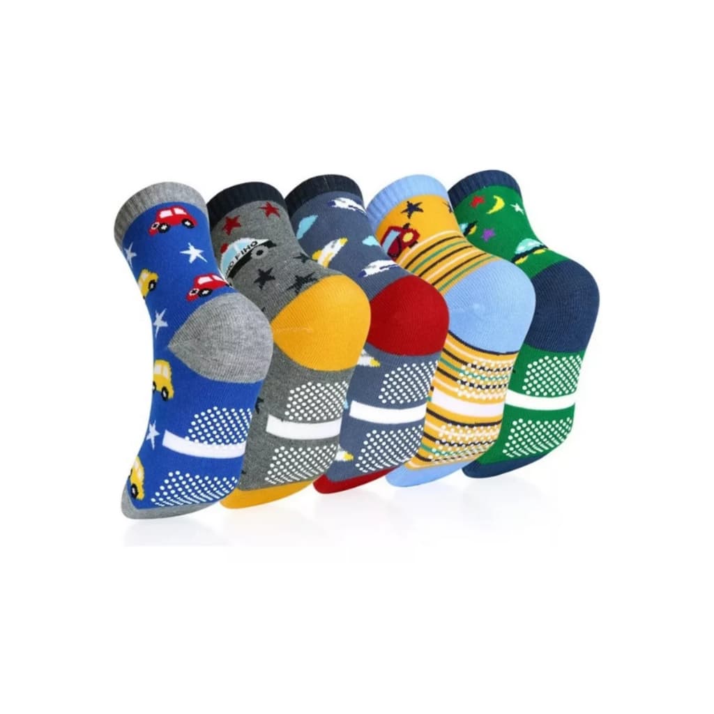 Kit 9  Meias Infantis Masculinas Antiderrapantes Cano Médio Ideal para Escola e Dia a Dia