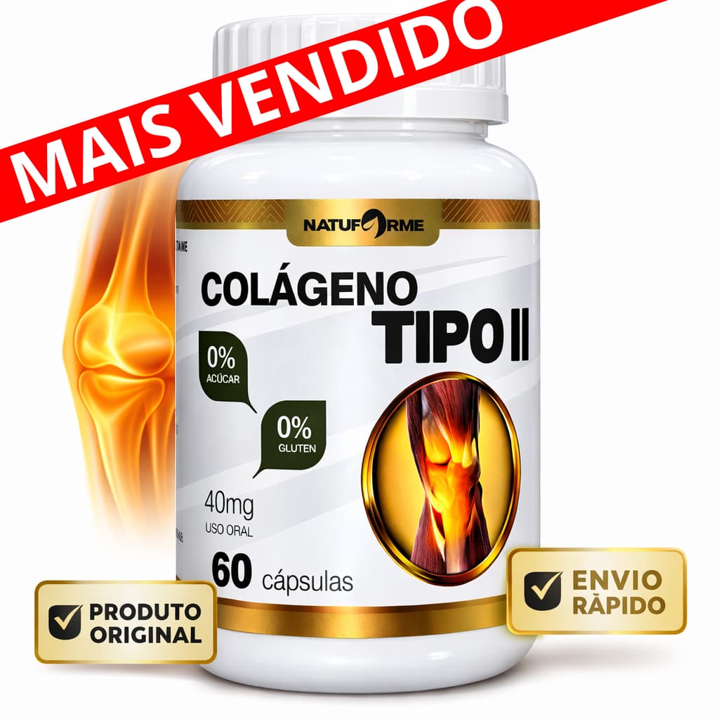 Colágeno Tipo 2 Não Desnaturado 60 Cápsulas Para Articulações Cartilagens Joelhos - POTE P/ 2 MESES
