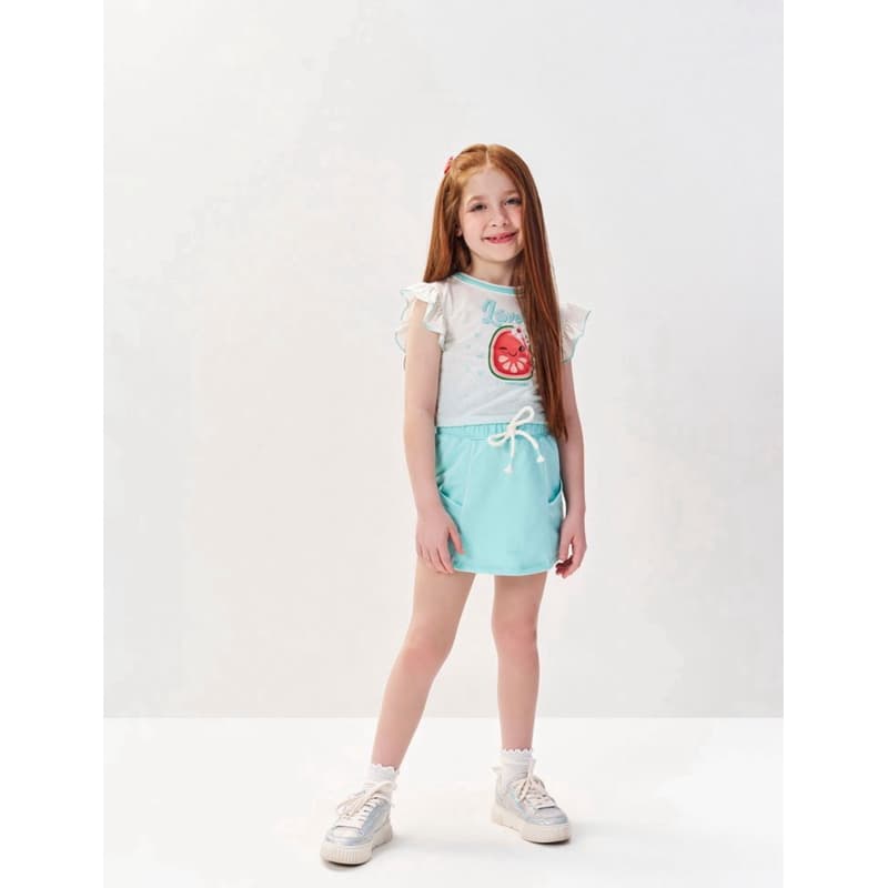 Conjunto Cinti Azul - Short Saia - Lindo e Confortável para as Meninas