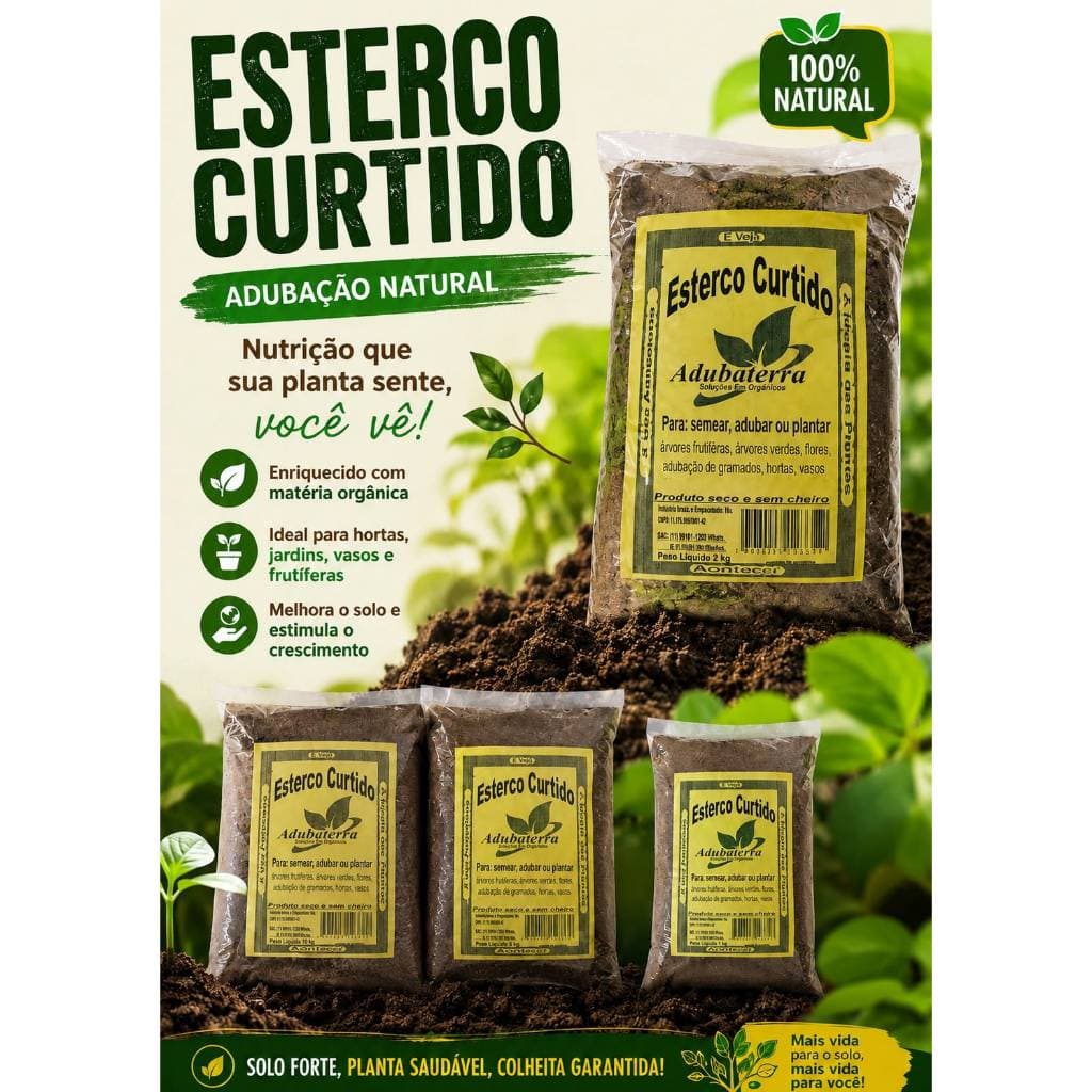 ESTERCO ORGÂNICO CURTIDO PRONTO PARA USO