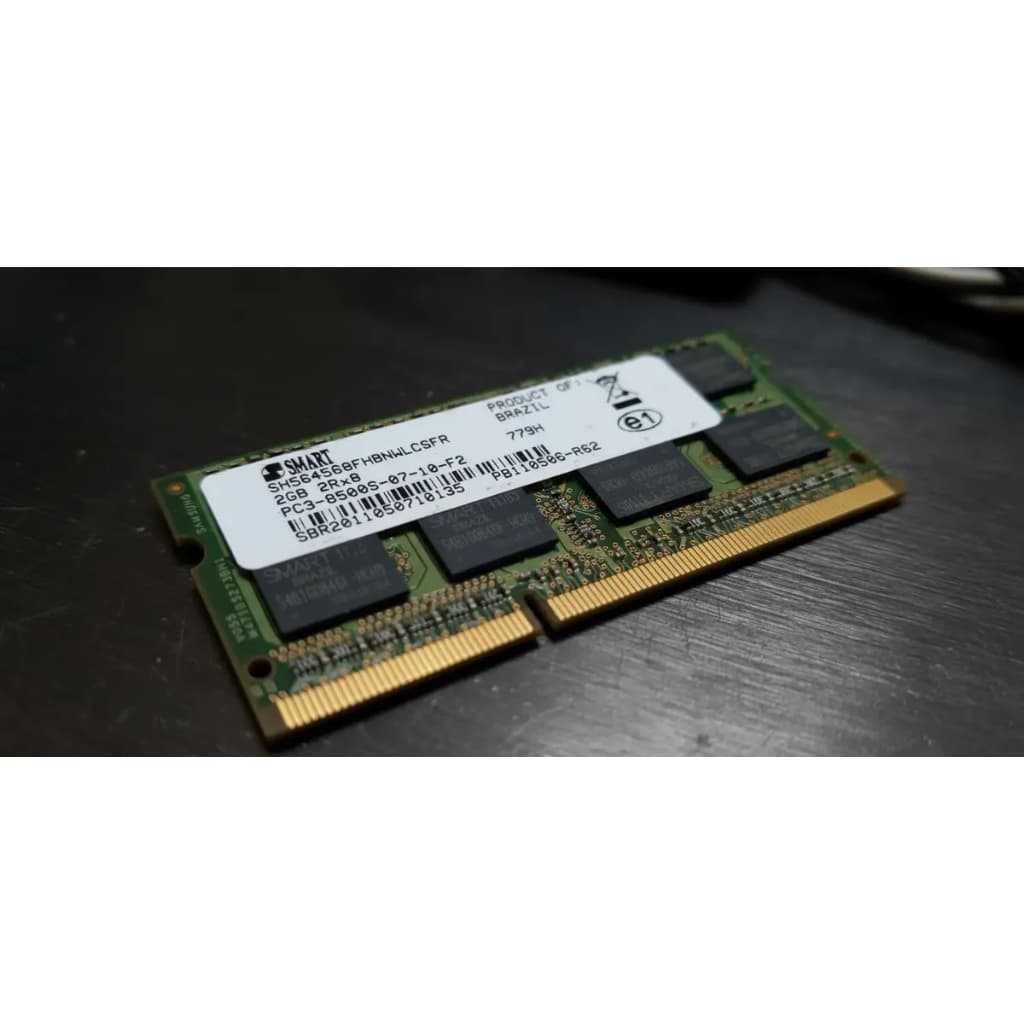 Memória RAM Original Smart 2 GB DDR3 PC3-8500S 1066 MHz SODIMM para Notebook Laptop All-In-One PC