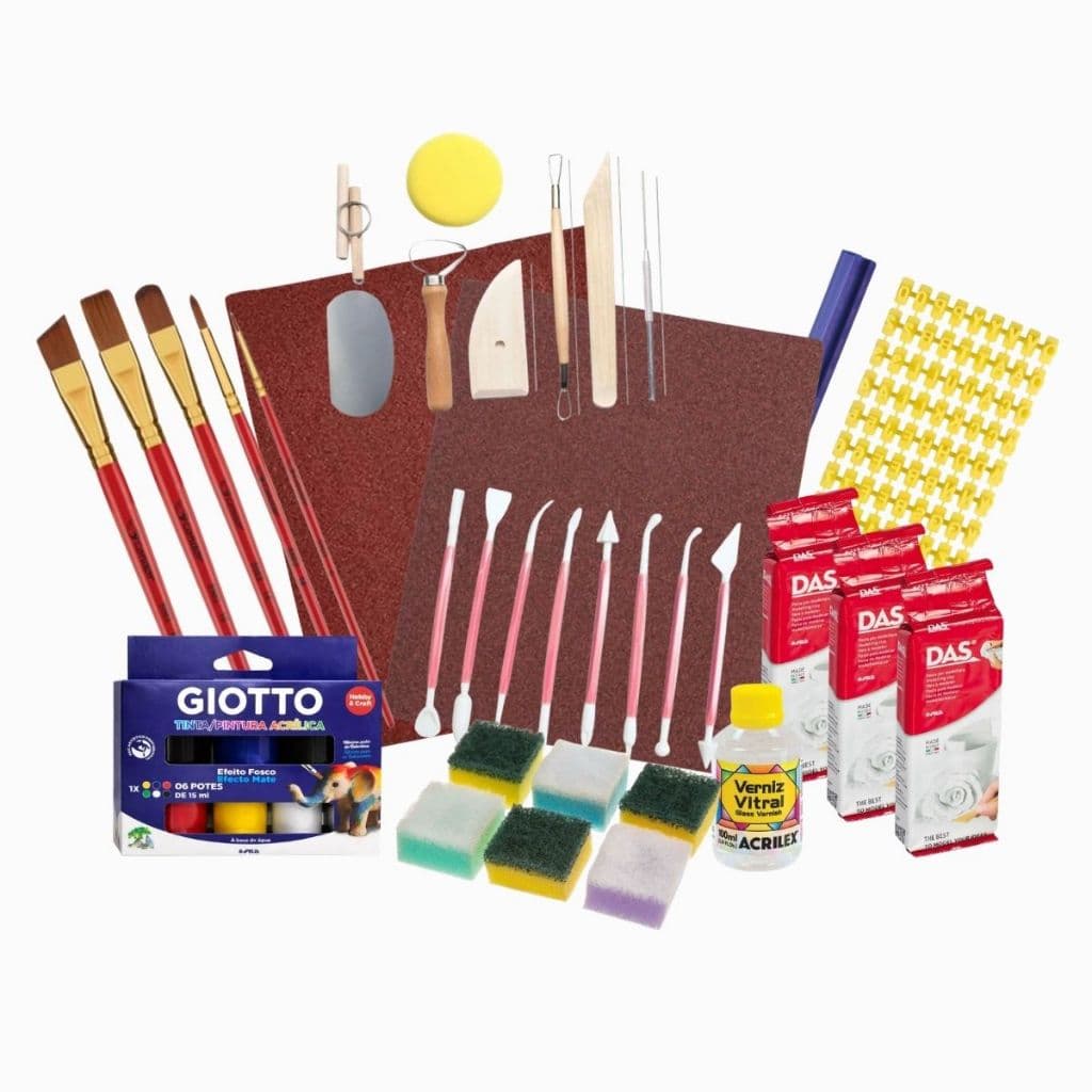 Kit 3 Massa Cerâmica DAS Estecas Esponjas Letras Ferramentas