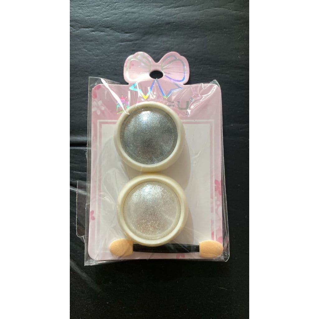 Kit pó cromado prata e branco com 1 aplicador