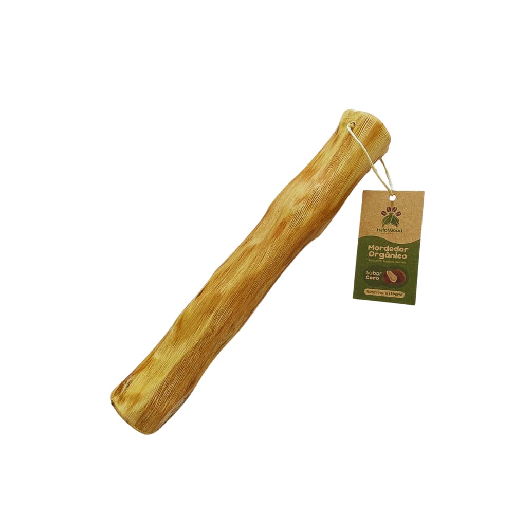 Mordedor G 30 X 3CM para cachorro Sustentável Natural Madeira Café Sabor Coco Brinquedo rustico Pets