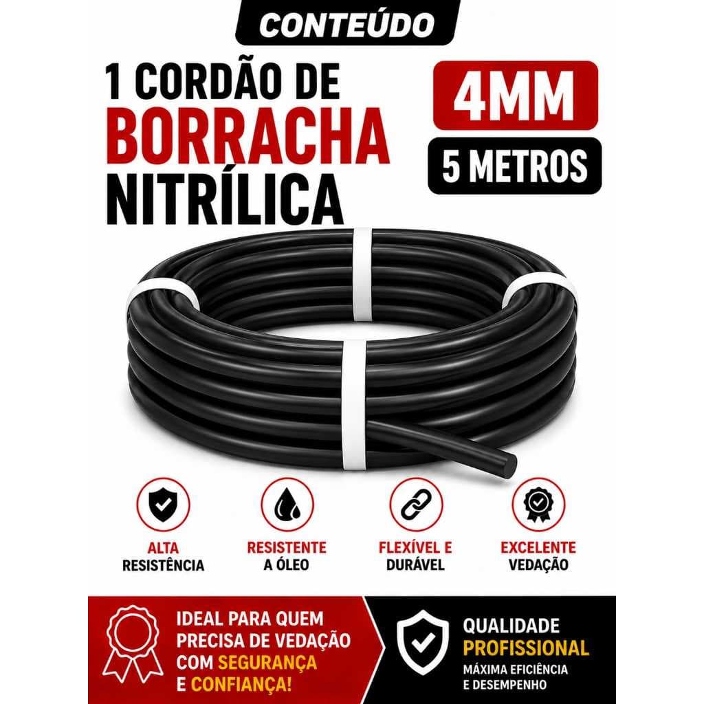 Cordão Borracha Nitrilica Nbr 4mm Vedaçao/oring 5 Mts
