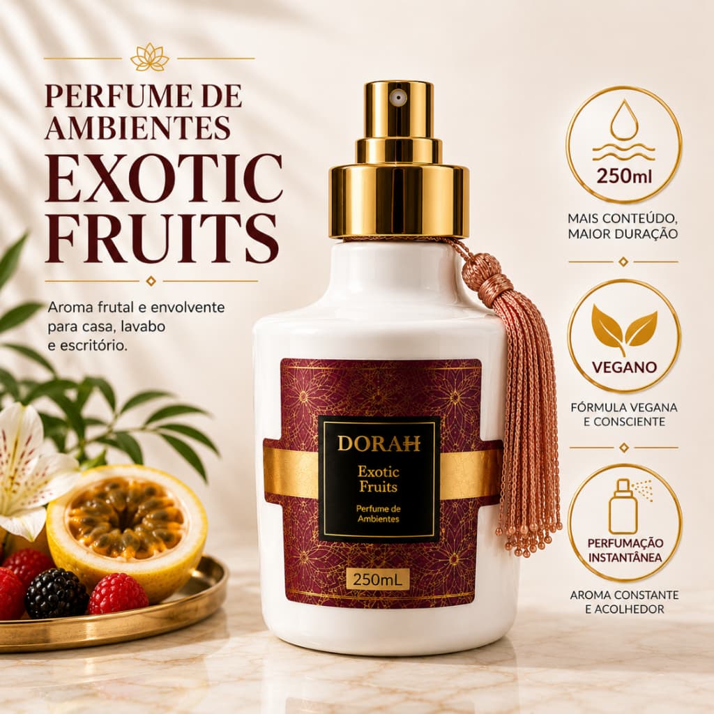 Perfume de Ambientes Exotic Fruits 250ml Dorah Beauty – Aromatizador Spray