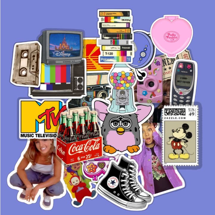 Kit Adesivos Nostalgia Retrô Desenho Filme Game Anos 90 e 80 Decoração Scrapbook Kindle