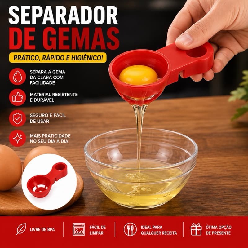 Separador de Gema e clara de ovo para cozinha – Utensílio de Cozinha Prático Separador de Clara e Gema Fácil
