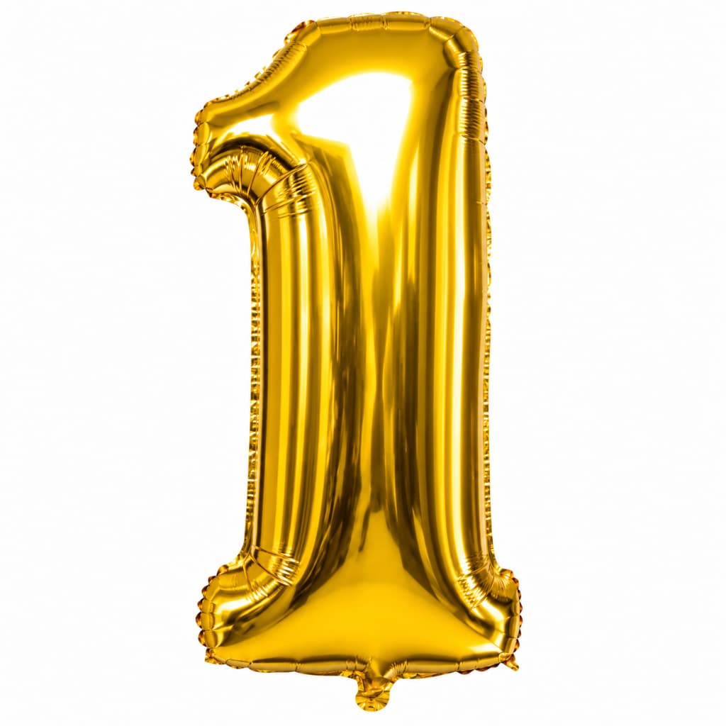 Balão Número 1 Dourado Metalizado 40cm 16 Polegadas Decoração Festa Aniversário