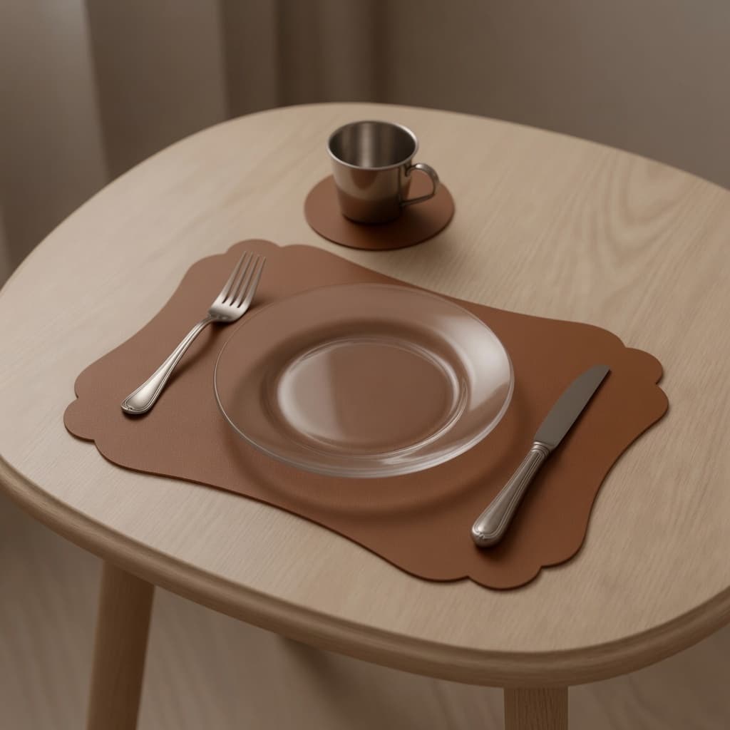 Kit Jogo Americano + porta copos couro sousplat para mesa de jantar apoio de prato 2 4 6 8 10 Kits