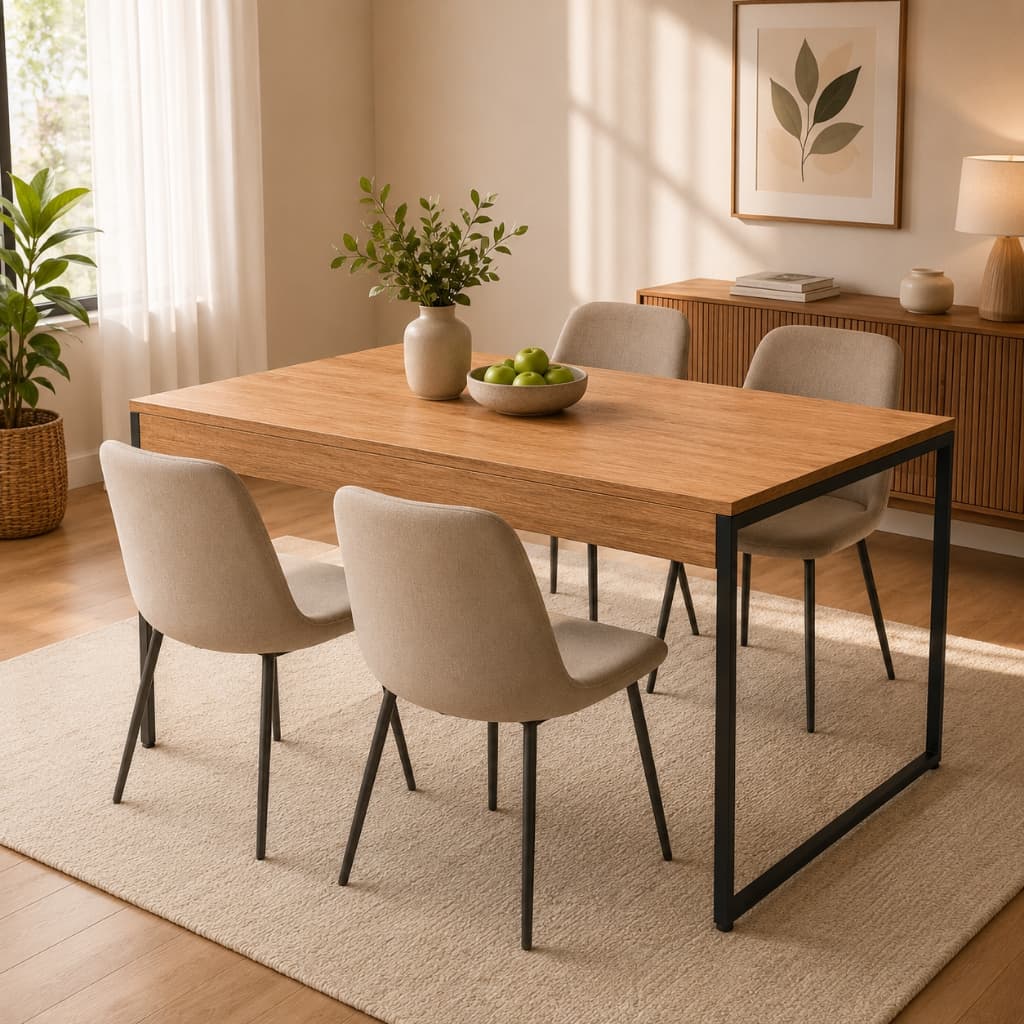Mesa De Jantar Retangular 4 Lugares Para Cozinha Multiuso Industrial Gourmet