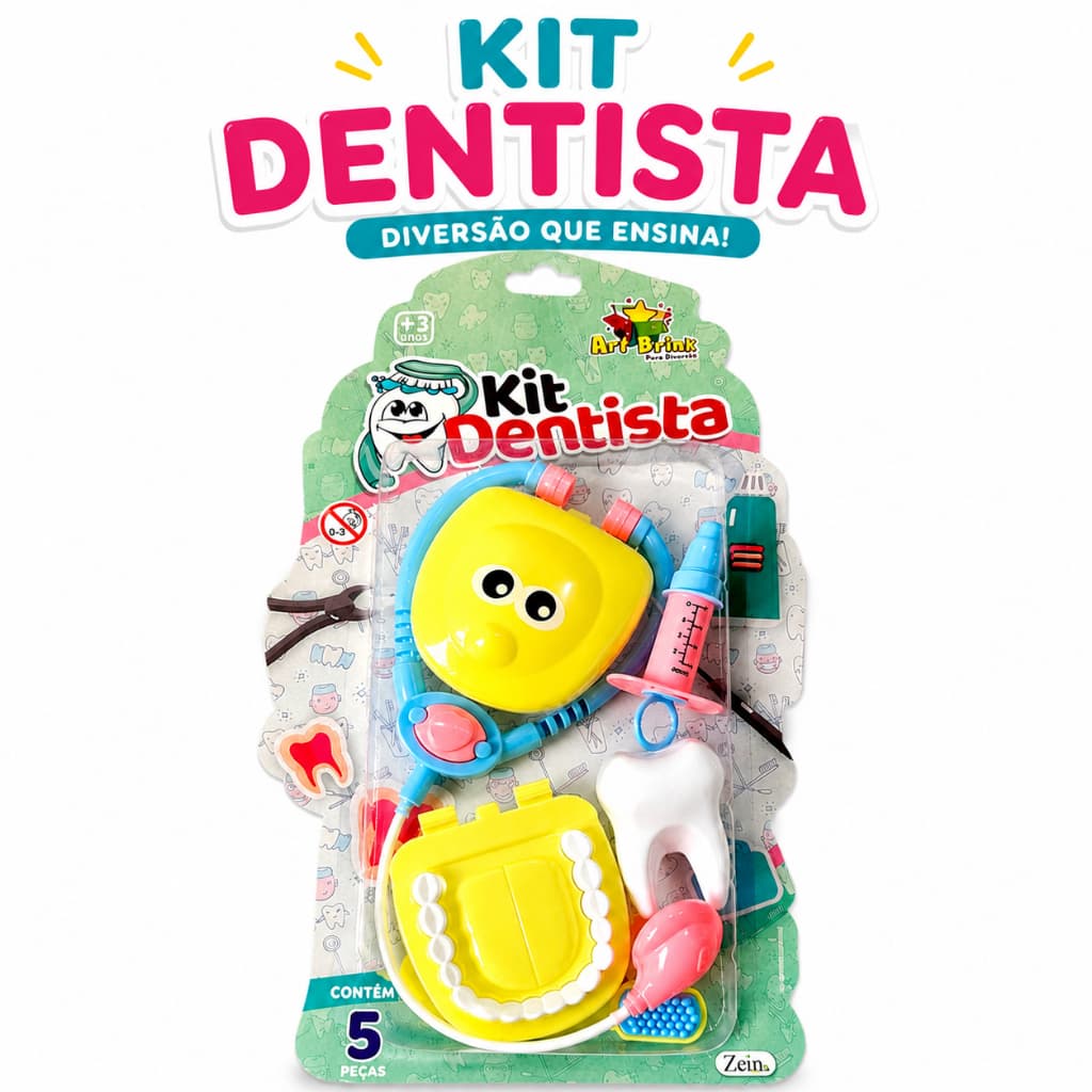 Kit Dr Dentista Infantil Educativo Escova, Dente, Acessórios Brinquedo Doutora Faz de Conta +3 Anos