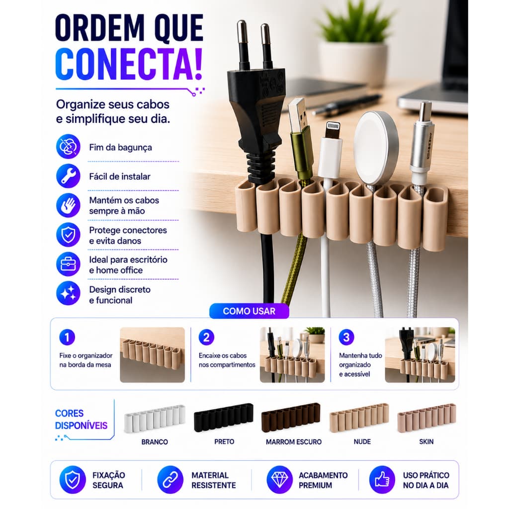 Organizadores de Cabos Kit 4 unidades