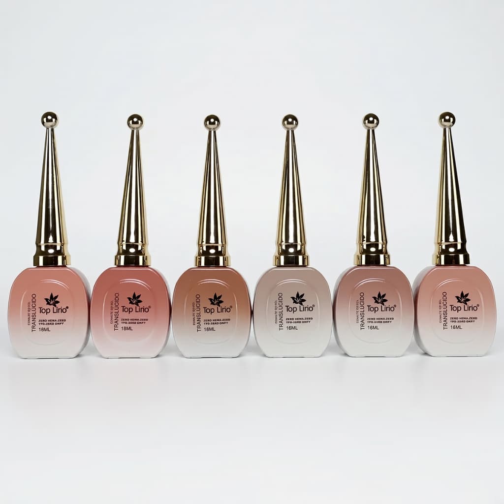 Kit 6 Esmaltes em Gel Top Lirio Translúcido Francesinha Renda Fundo Realista