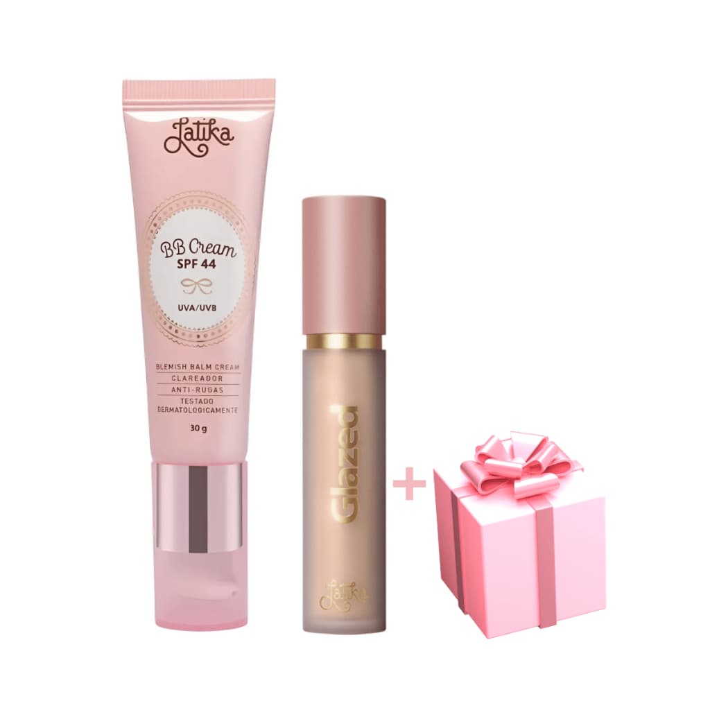 Kit Latika BB Cream + Corretivo Líquido Glazed Original Alta Cobertura Bege Claro