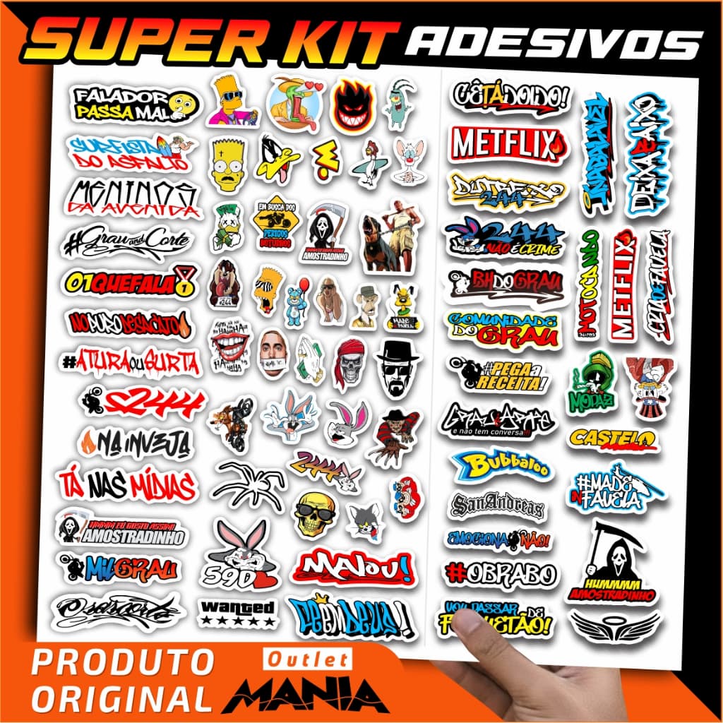 Kit 148/74 Adesivo Bike Moto Eletrica Capacete Notebook - Grau 244 Osascorte Frases - APROVA D'AGUA