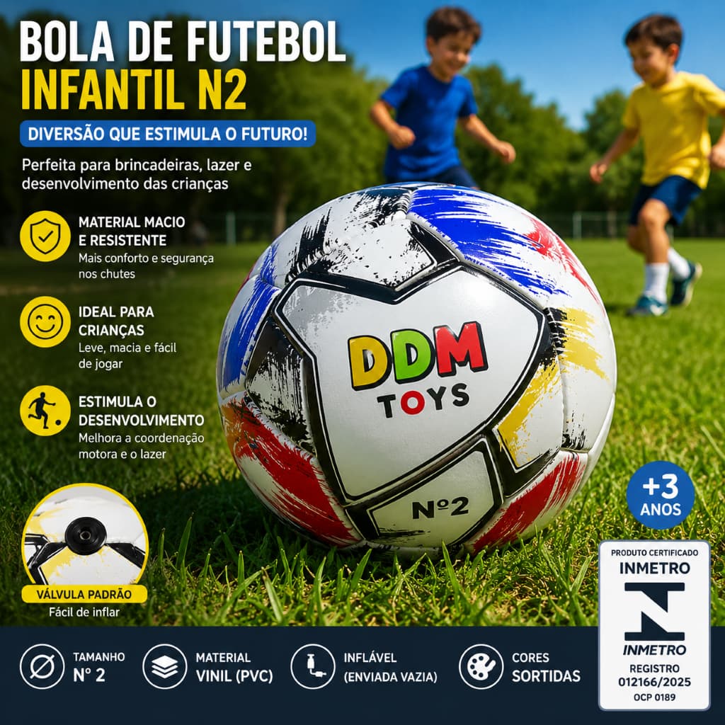 Bola Futebol Infantil Vinil Macia Inflavel Numero 2 Criança Acima 3 Anos Sortida