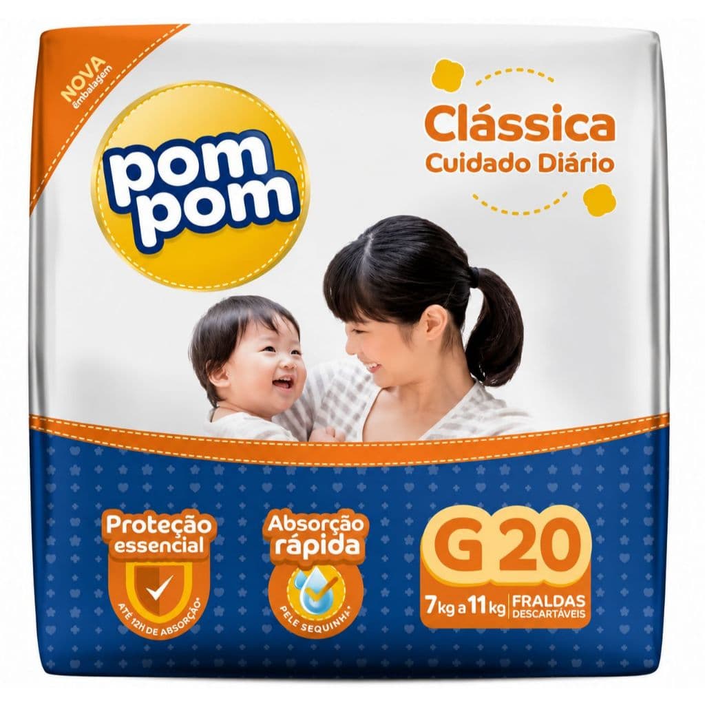 FRALDA POMPOM CLASSICA JUMBO G 20 un