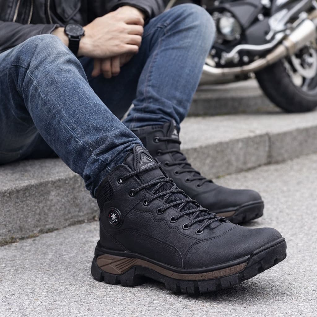 Bota Coturno Masculino Adventure Motociclista Confortável Resistente Premium