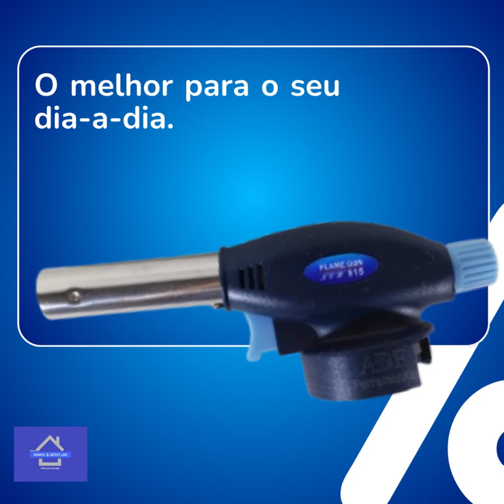 Maçarico Culinário Recarregável Controle Manual Ajustável Azul