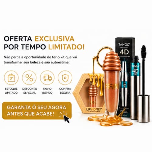 KIT GLOSS MEL LIPHONEY + MÁSCARA de Cílios TANGO 4D - Você mais Linda