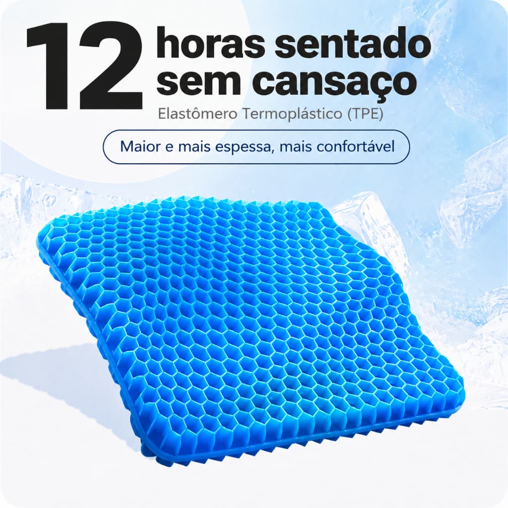 Almofada Assento de Gel de Silicone Ortopédica Deli VUSIGN para Cadeira Banco de Carro Respirável