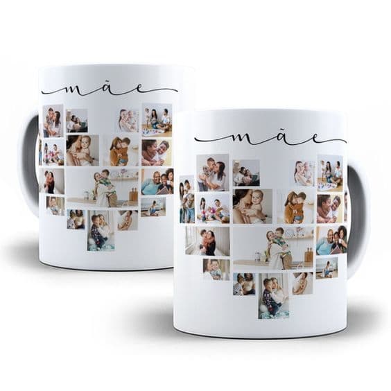 🌷Caneca Dia das Mães Mamãe Mom Presente Mamy Família Painel Album Fotos Personalizada Coração Nome🌷