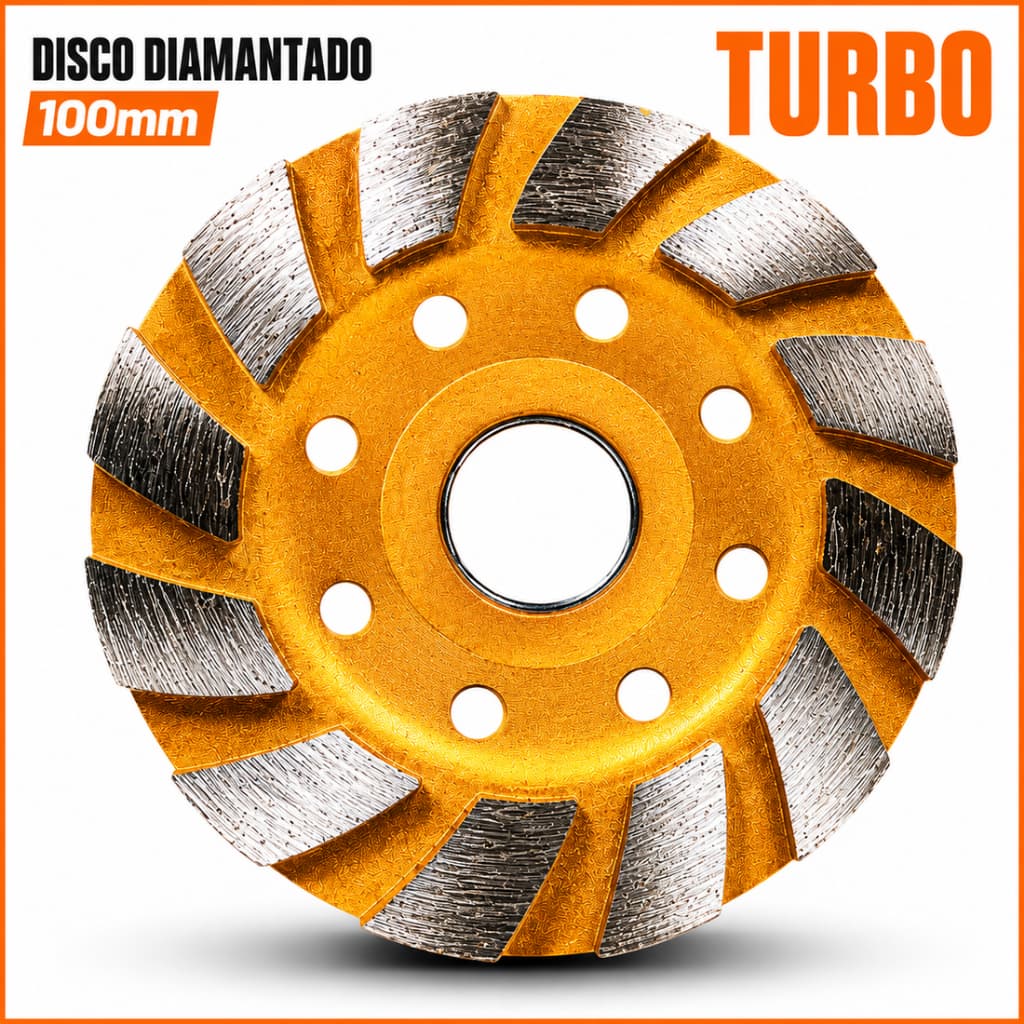 Disco de Desbaste Diamantado Turbo 100mm Para Concreto Mármore Granito Pedra