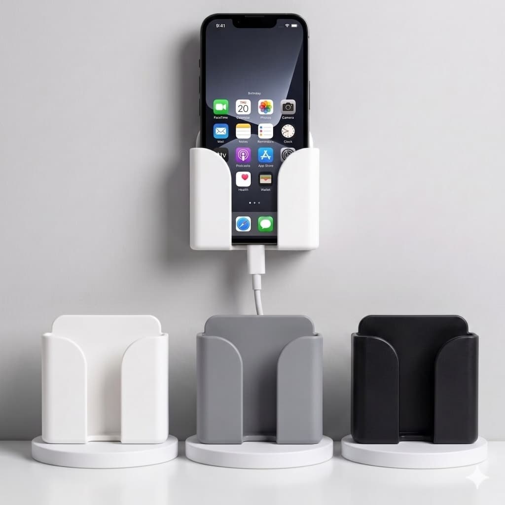Suporte De Parede Multifuncional Celular Controle Remoto Cabos Adesivo Sem Furo Home Office