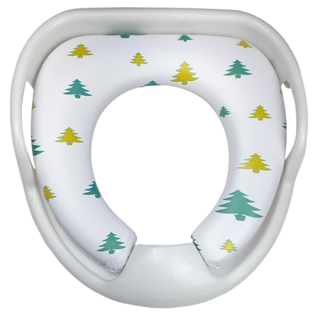 Assento Redutor Infantil para Vaso Sanitário Acolchoado com Alças Anatômico Estampado Branco