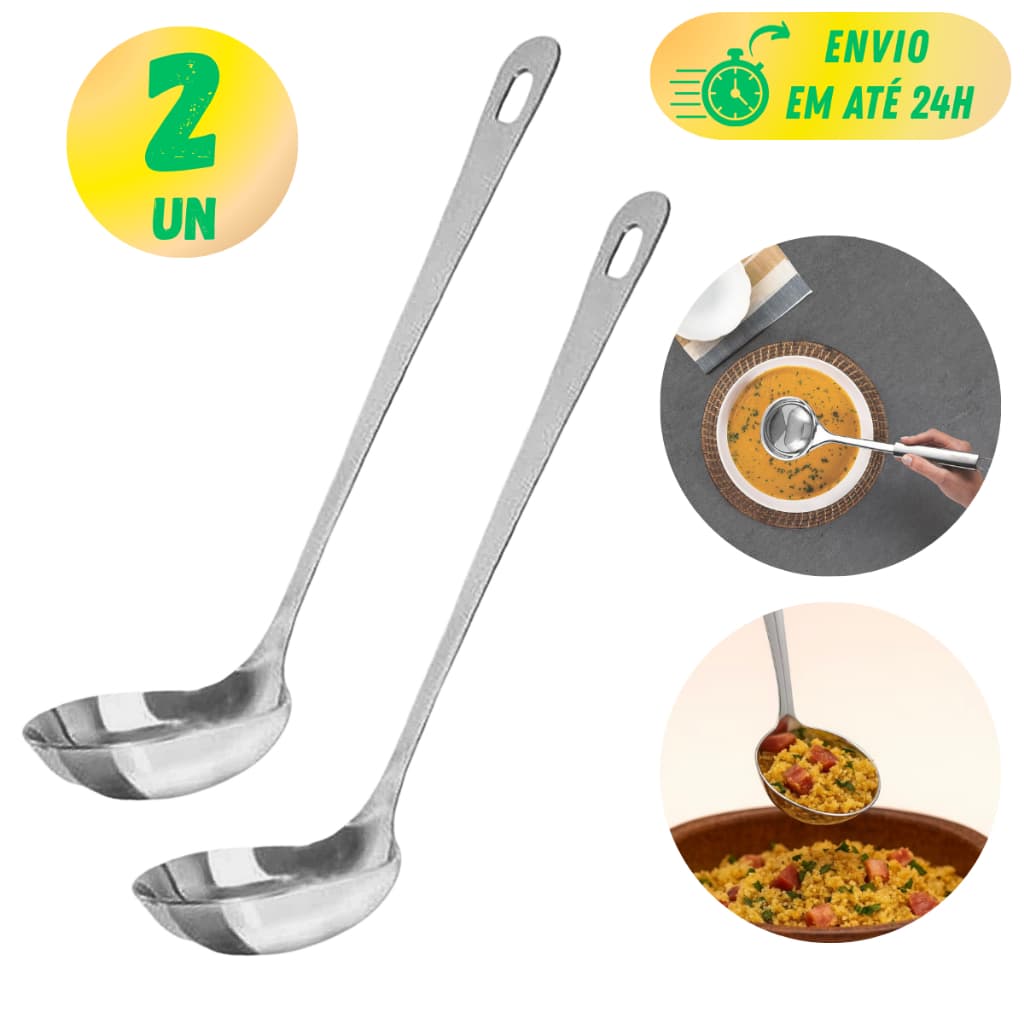 Kit Mini Concha De Aço Inox 16,8Cm Para Servir Molhos Caldos E Pequenas Porçoes Para Cozinha E Restaurantes