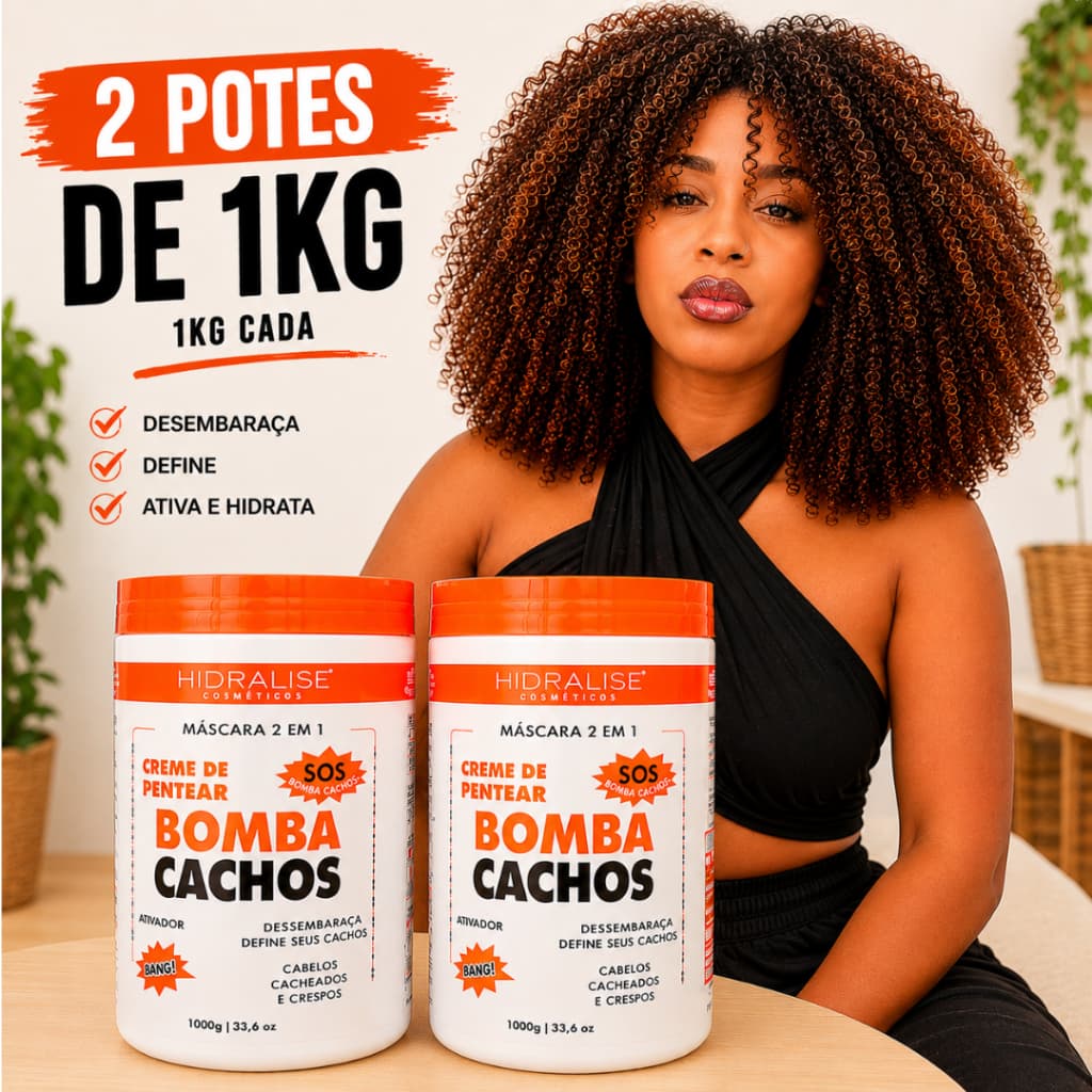 Bomba Cachos  1Kg Creme De Pentear Ativador De Cachos Hidralise Cacheados E Crespos