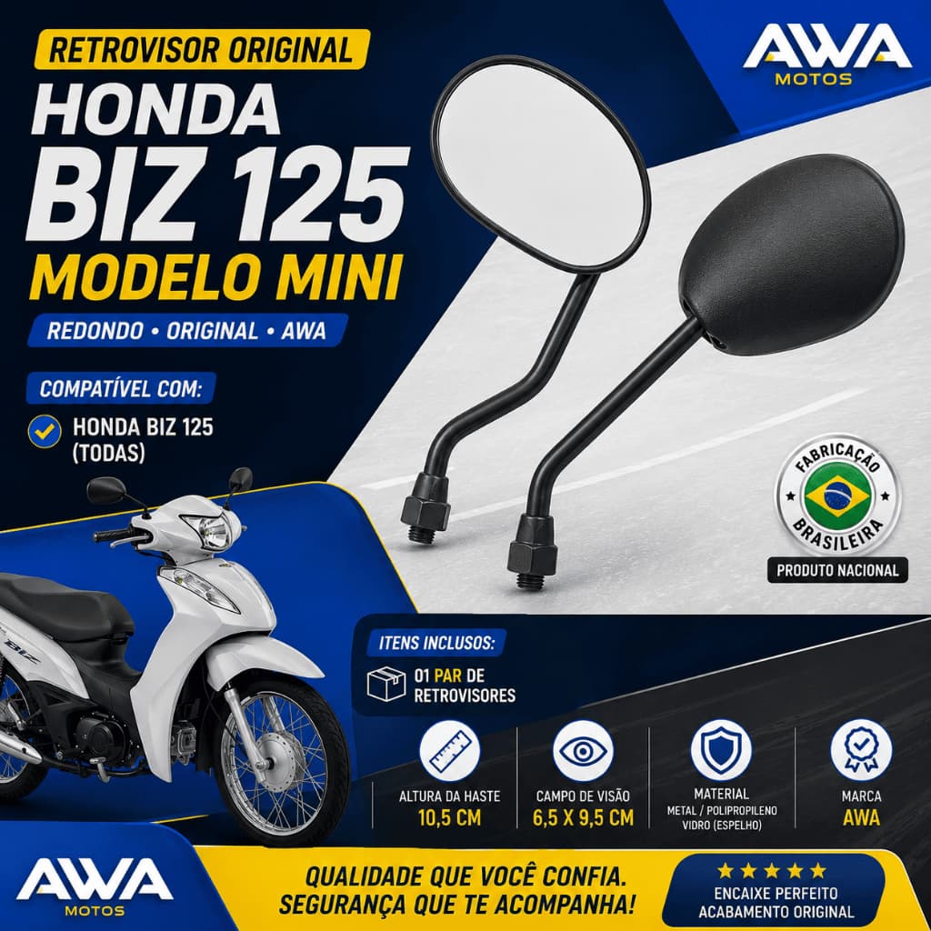 Retrovisor Moto Motoboy Biz Honda Original Mini Titan 125