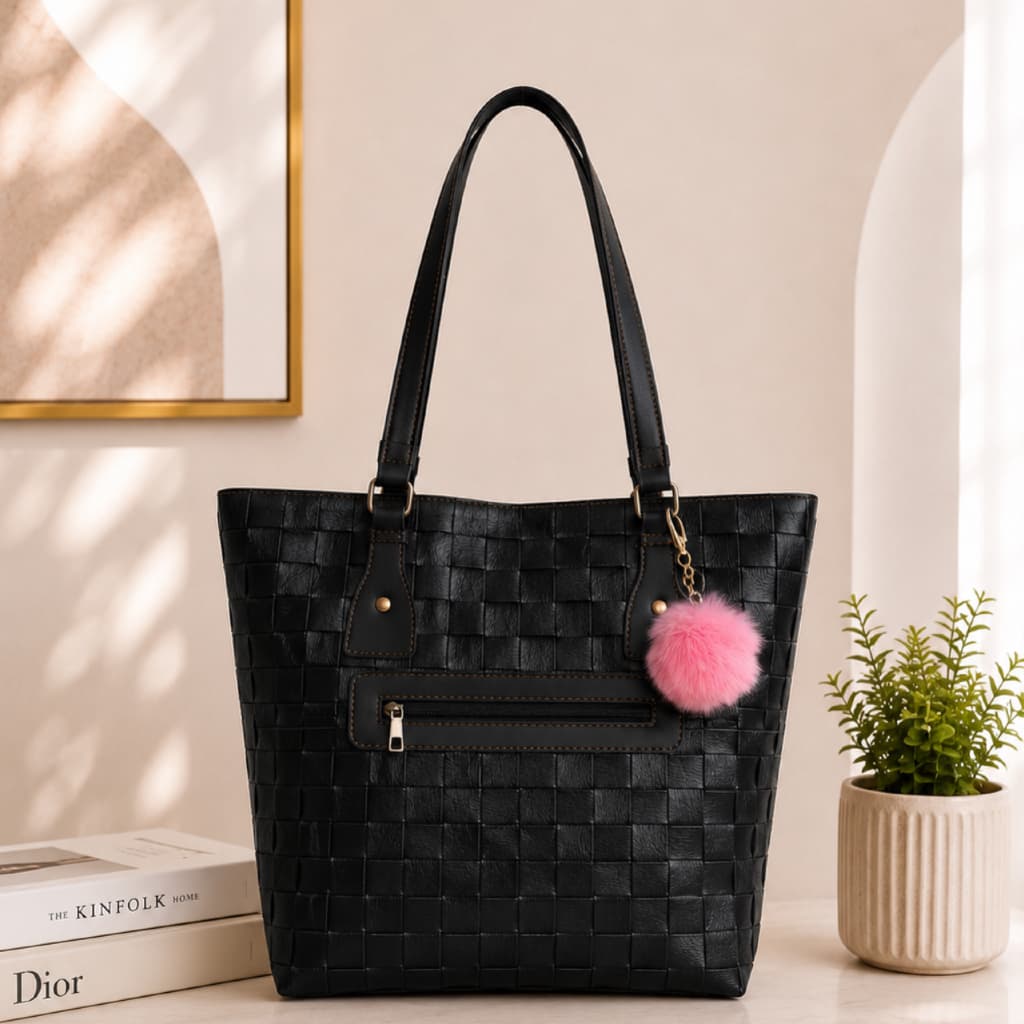 Bolsa Feminina Com Pompom Grande Espaçosa Moderna Da Moda