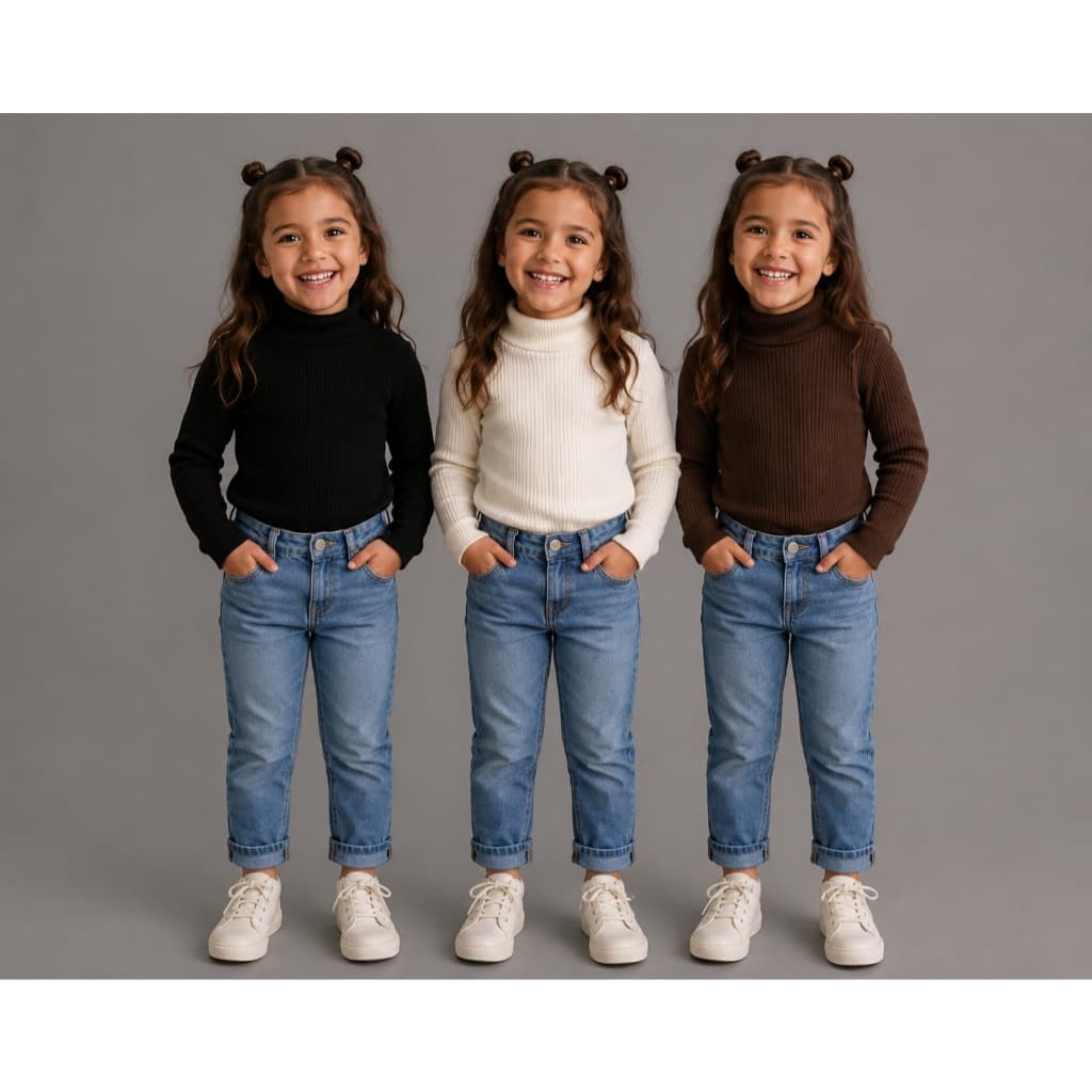 Kit 03 Blusa Gola Alta Manga Longa Infantil Menina 2 Ao 10