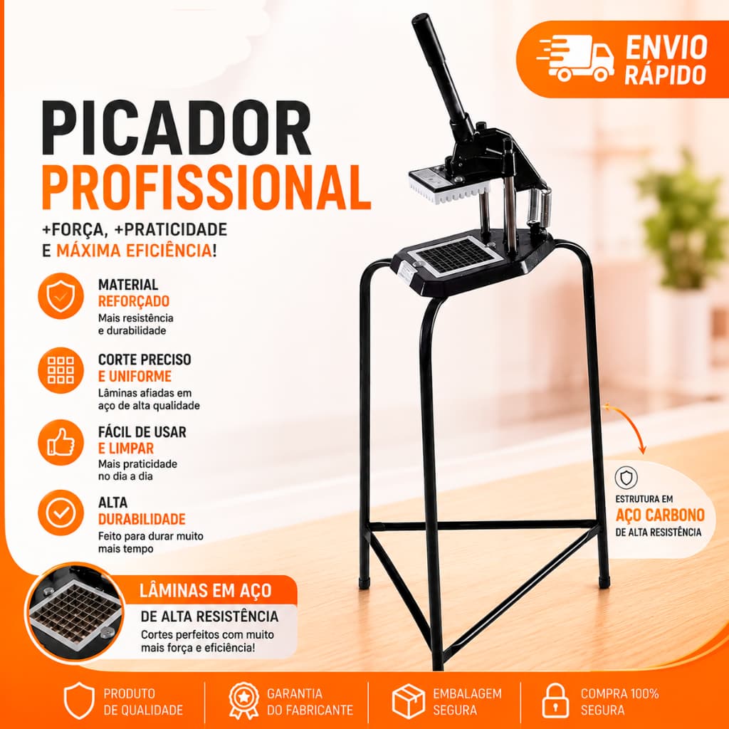 Picador E Cortador De Batata E Legumes Com Tripé Grande Para Uso Profissional Premium