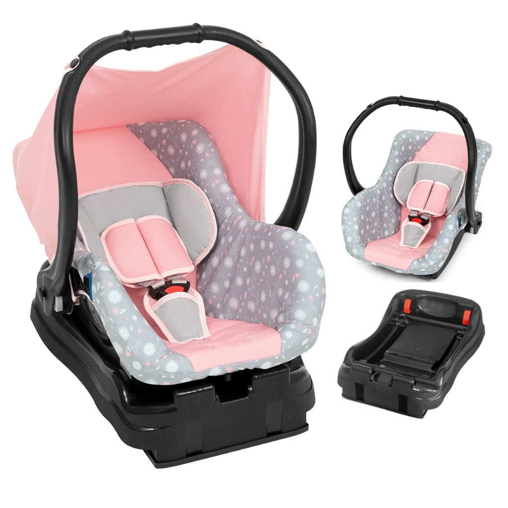 Kit Bebê Conforto Carro Com Base Joy Rosa Tutti Baby