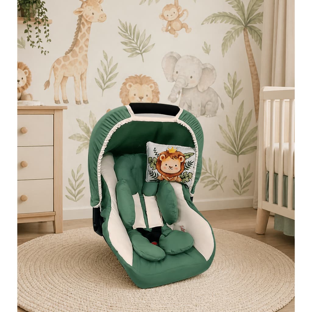Kit 6 Peças  Capa de Bebê Conforto, Capota, Protetores de Cinto e Redutor e Almofada Estampada