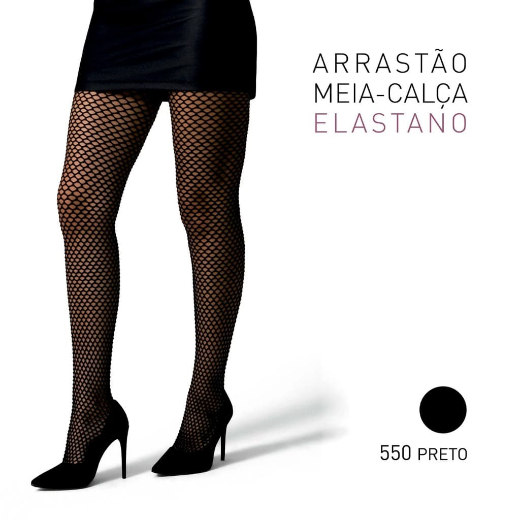 Meia Calça Arrastão Selene Feminina Preta Elástica Rede Fashion Sensual Confortável