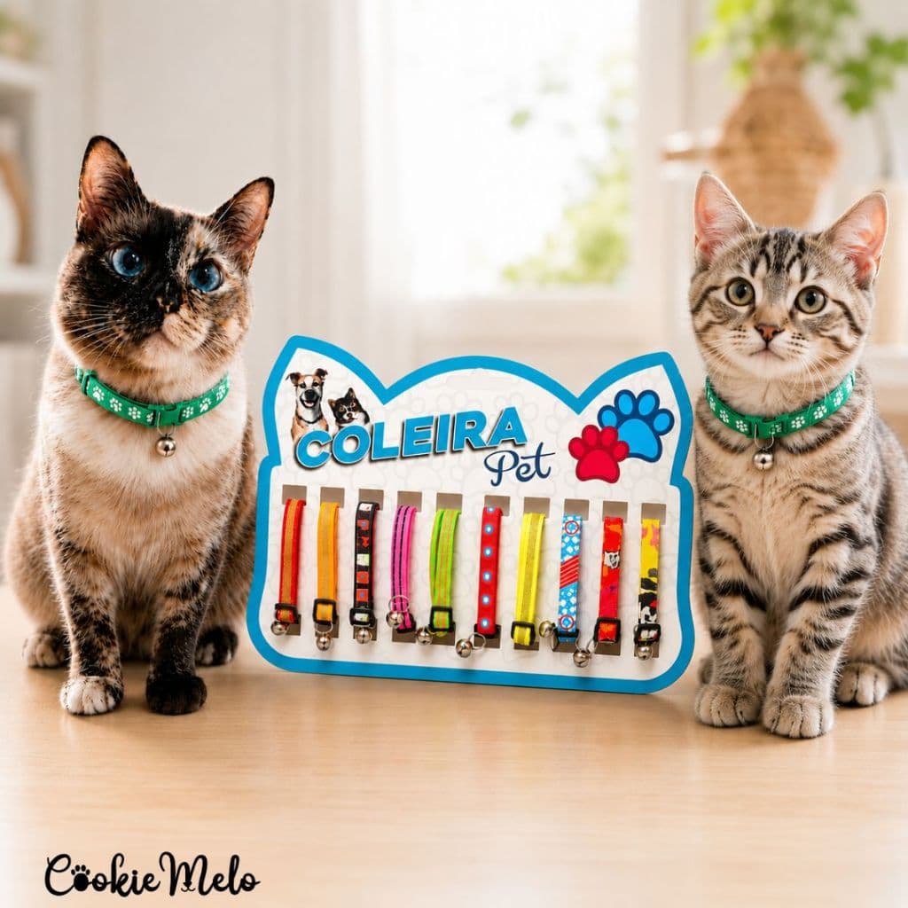 Kit 10 Coleira Pet Gato Cachorro Com Guizo Regulável Anti Enforcamento Seda Revenda